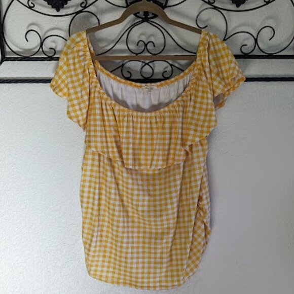 Urban Rose Checkered Bardot Blouse - Size 3X - Picture 1 of 4